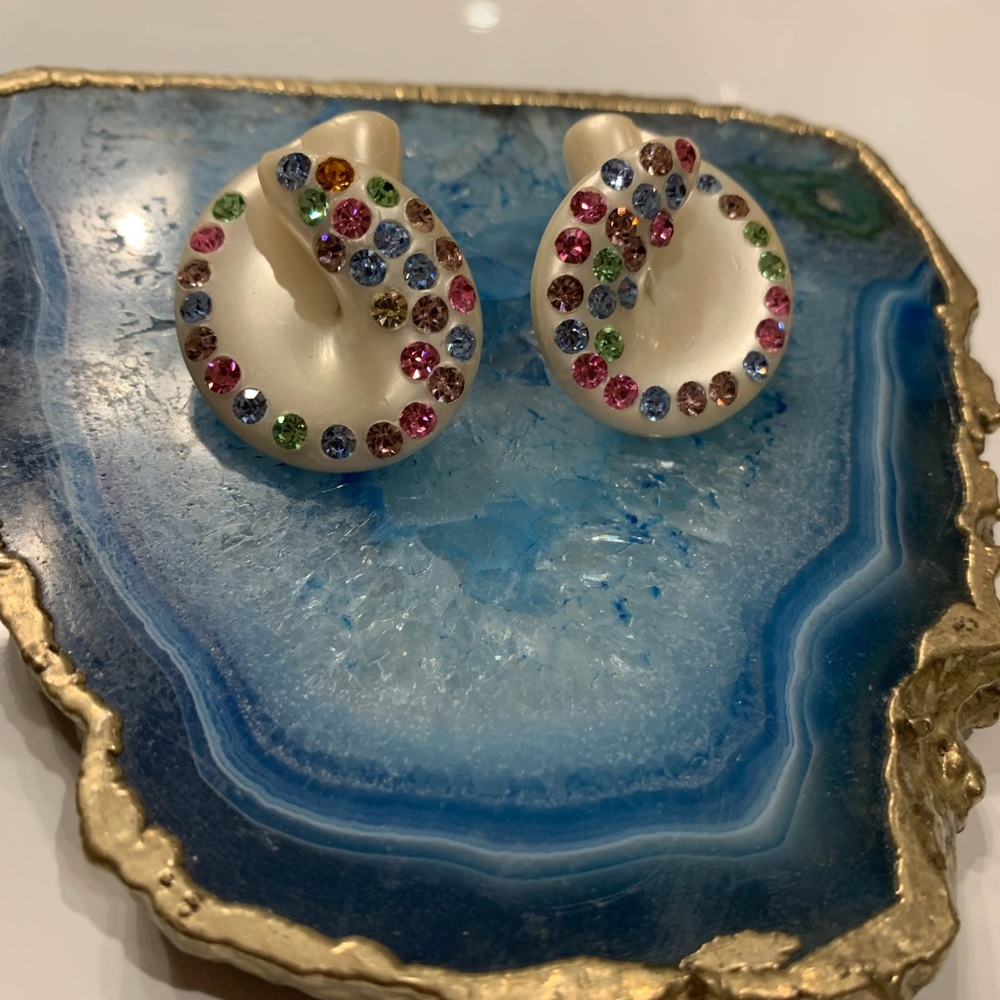 Vintage . Elegant Multicolor Crystal Earrings